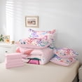 thumbnail image 5 of Homewish Girly Pink Butterfly Twin Bedding Sets 7-Piece for Teens, Watercolor Flower Floral Bedding Comforter Set, Kawaii Cartoon Theme Reversible Sheet Sets, Super Cozy Room Decor, 5 of 7