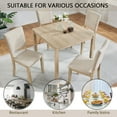 thumbnail image 5 of UHOMEPRO 5 Piece Dining Room Table Set, Wooden Dining Table Set with 4 Linen Fabric Upholstered Chairs, Modern Dinette Sets for 4, Kitchen Table Set for Breakfast Nook, Small Places, Oak+Beige, 5 of 11