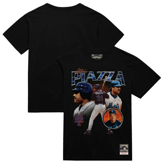 Men's Mike Piazza Black New York Mets 2000 Subway Series 25th Anniversary Power T-Shirt