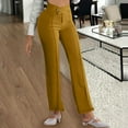thumbnail image 6 of Guluxicc Dress Pants for Women Casual Straight Leg Business Work Trousers Slim Fit Flat Front Dressy Pants, Yellow, L, 6 of 7