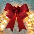 thumbnail image 4 of Christmas Artificial Wreath Decor,Handmade Ribbon LED Wreath Big Red Bow Garland for Front Door,Pre-lit Christmas Wreath for Home Door Wall Festival Holiday Christmas Decoration(19in), 4 of 7