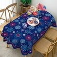 thumbnail image 2 of 4th of July Tablecloth Patriotic Decorations Red White and Blue Print Fireworks Memorial Day Backed Table Cloth American Flag Indoor/Outdoor/Pool/Party (Oval 60" × 84"), 2 of 6