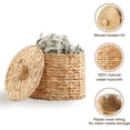 thumbnail image 3 of Greenatural Wicker Trash Can, 14x14x11 in Handwoven Water Hyacinth Waste Basket with Lid, 3 of 6