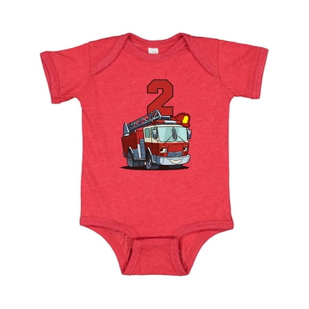 

Inktastic 2nd Birthday Fire Truck Gift Baby Boy or Baby Girl Bodysuit
