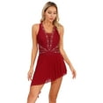 thumbnail image 3 of MSemis Women's Girls Lyrical Modern Dance Contemporary Dance Dress Ballet Leotard Burgundy S, 3 of 7