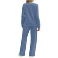 thumbnail image 4 of Women's Round Neck Sweatshirt Wide Leg Sweatpants Casual Suit Sportswear Set, for Winter Lounge and Sports Activities,Blue,XL, 4 of 6