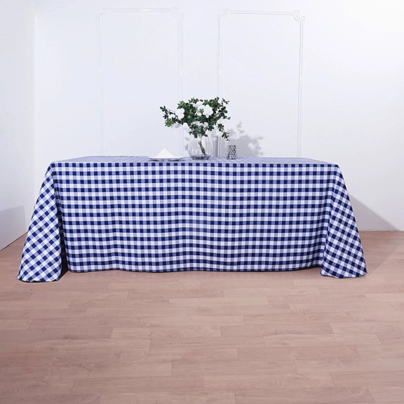 BalsaCircle 90" x 132" Checkered Tablecloth Wedding Party Table Linens Navy Blue and White