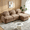 Brown, variant on Teddy Fleece 3-Seat Sectional Sofa, Curved Cloud Couch with Movable Ottoman, Modular L-Shaped Sofa with Double-Layer Cushion & Lumbar Pillows, Modern Upholstered Couch for Living Room
