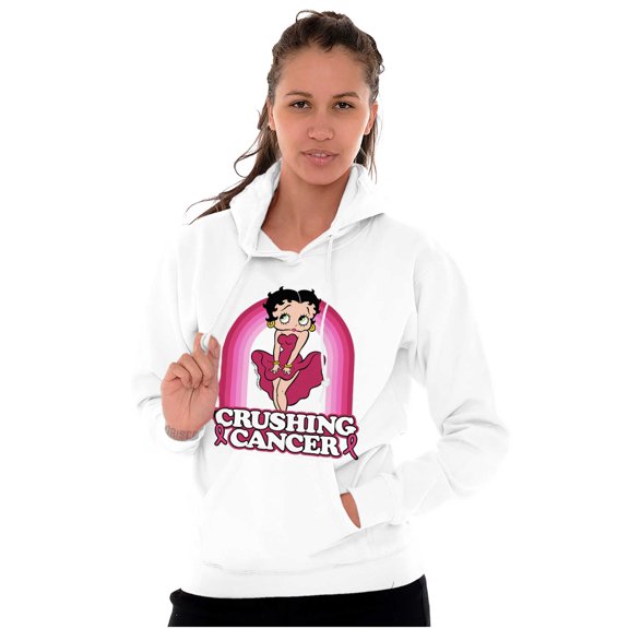 Betty Boop Crushing Breast Cancer Women Plus Size Hoodie Brisco Brands 2X