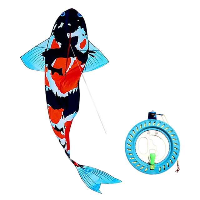 Cometa gigante con forma de koi, juguete volador novedoso, fácil de volar, juegos y actividades familiares para principiantes en parques, patios y