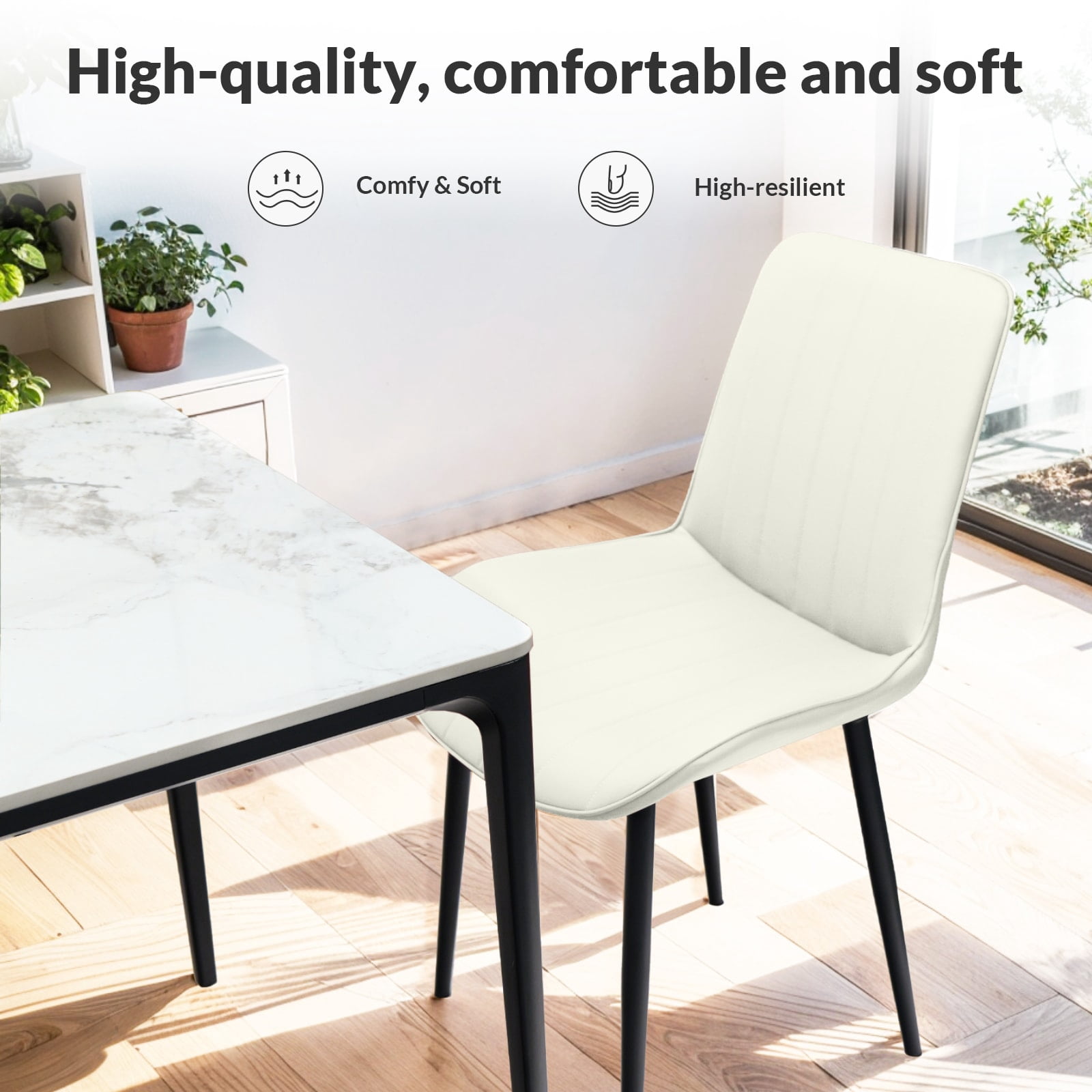 MAYEERTY White Red PU Leather Dining Chairs with Metal Legs, Wave Pattern Upholstered Armless Chair Set of 2 for Kitchen, Restaurant, Living, Meeting Room