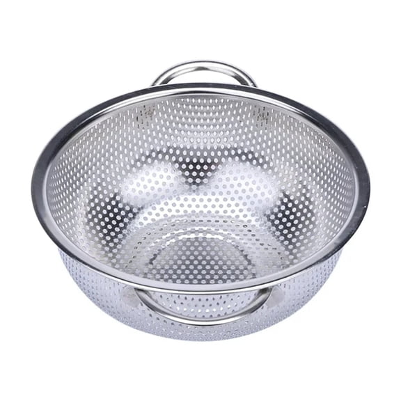 RHKT Bellemain Metal Colander with Handle Pasta, Spaghetti, Berry, Fruit, Vegetable,Strainer Basket Stainless Steel Colander Bowl Pot Drainer ,Silver,Stainless steele,22.5x8.5cm,1PC,Basket