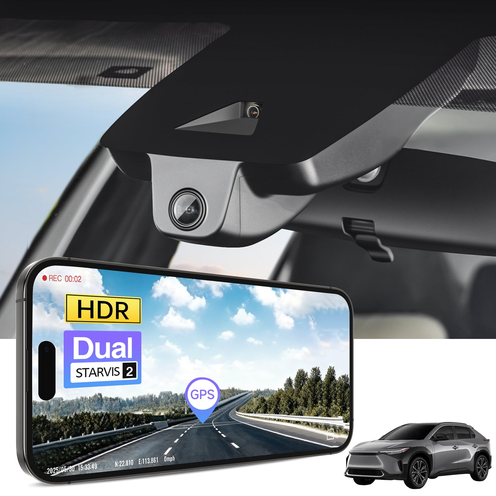 Mangoal 4K HDR Dash Cam STARVIS 2 IMX678 Fit for Toyota BZ4X 2023 2024 2025 2026 XLE Limited & BZ 2026, OEM Look, UHD 2160P Video, App & WiFi, Loop Recording, GPS, 64GB Card