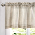 thumbnail image 4 of Curtainking Kitchen Valance Curtain Stripe Pattern Farmhouse Window Valance 16 inch Linen Window Treatment for Bathroom Bedroom Rod Pocket 1 Panel Taupe, 4 of 10