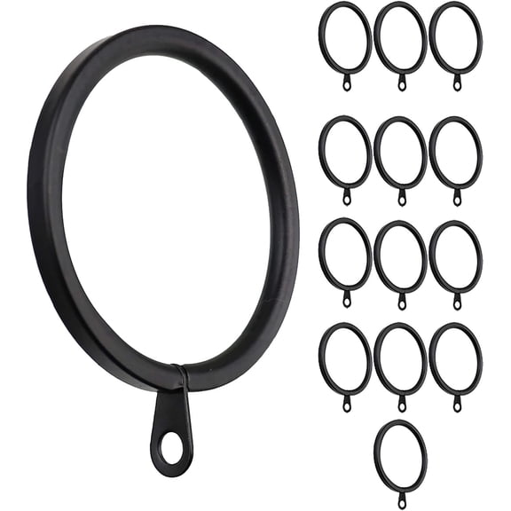 MERIVILLE Curtain Rings with Eyelets, Set of 14, 1.5" Inner Diameter, Fits Up to 1 1/4" Rod, Black