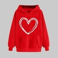 thumbnail image 2 of VBTAPA Love Heart Hooded Sweatshirts for Women Valentines Day Print Long Sleeve Drawstring Pullover Hoodie with Kangaroo Pocket Red L, 2 of 6