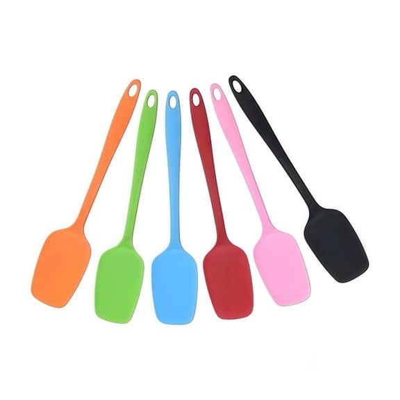 Silicone Spatula Set (6 Pcs) - 8.2 Inch Small Rubber Spatulas, Heat-Resistant & Non-Stick, One-Piece Seamless Design for Baking, Mixing & Cooking, Flexible Spoonula Scrapers