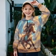 thumbnail image 2 of Uorisanigo Girls' 1/4 Zipper Sweatshirts Oversized Tribal Western Horse Long Sleeve Pullover Top Fall Spring Outfits Clothes Quarter Zip Pullover Jacket Athletic Shirts Outerwear, 2 of 6