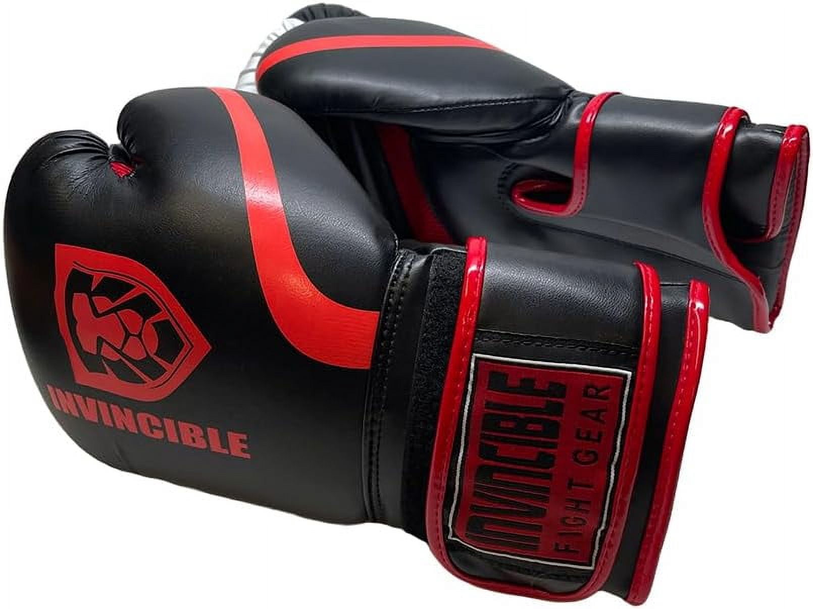 Invincible Fight Gear Standard Leather Hook and Loop Training Boxing Gloves in Ideal for Boxing, Kickboxing, Muay Thai, MMA for Men Women and Kids