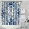 thumbnail image 2 of Extra Long Boho Shower Curtain 72x84 Inches - Vintage Floral & Tropical Leaves Pattern, Waterproof Bohemian Bathroom Decor with 12 Hooks, Tribal Rustic Style, 2 of 5
