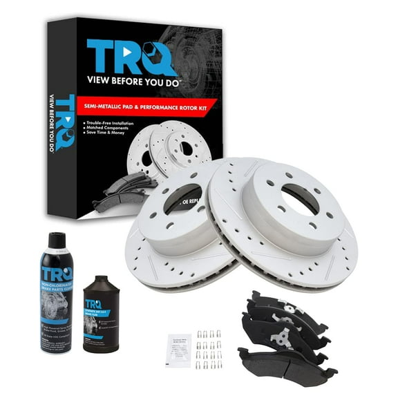 TRQ Metallic Brake Pad & Performance Rotor Front Kit w/Chemicals BKA16399 Fits select: 2000-2002 DODGE DAKOTA, 2000-2002 DODGE DURANGO