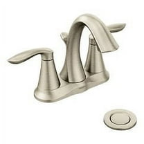 MOEN 6410BN Eva 4 in. Centerset 2-Handle High-Arc Bathroom Faucet in Brushed Nickel