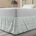thumbnail image 1 of Colorful Bed Skirt, Waving Horizontal Lines in a Geometrical Style Pixel Zigzag Pattern Lively Colors, Elastic Bedskirt Dust Ruffle Wrap Around for Bedding Decor, 4 Sizes, Multicolor, by Ambesonne, 1 of 2