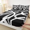 thumbnail image 3 of Manfei Retro Stripes 4 Pieces Queen Sheet Sets for Teens Boys Girls,Black White Grey Ultra Soft Flat Sheet,Geometric Lines Queen Fitted Sheet,Lightweight Room Decor, 3 of 7