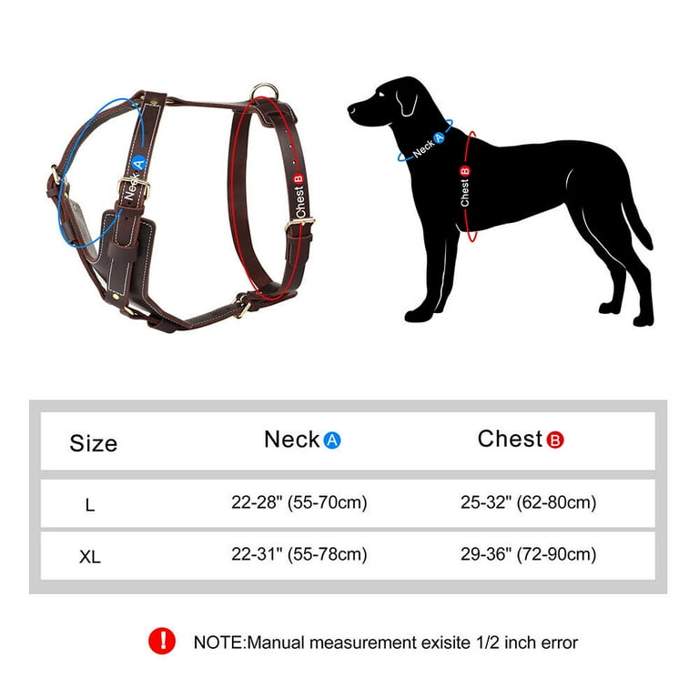 Pet Artist Heavy Duty Genuine Leather Dog Harness Adjustable