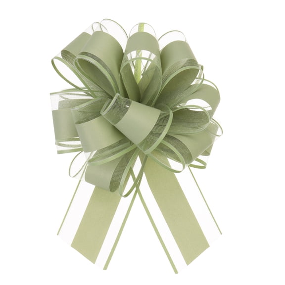 10 Pcs 4 Inch Large Big Pull Bow Organza Gift Wrapping Bows Ribbon for Wedding Car Baskets Presents Christmas Bow, Green