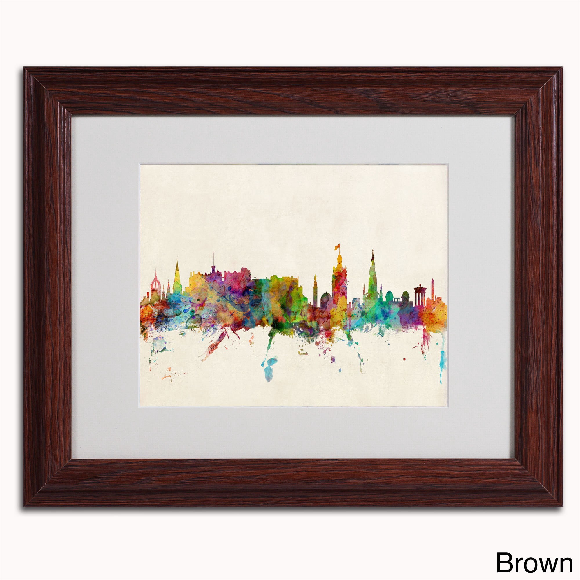 Trademark Fine Art "Edinburgh Scotland Skyline III" Canvas Art by Michael Tompsett, Black Frame