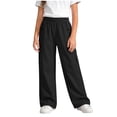thumbnail image 2 of ITSAME Girls Wide Leg Cargo Pants Elastic Waist Multi-Pocket Loose Fit Kids Full Length Casual Pants Black Size 13-14, 2 of 5
