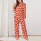 thumbnail image 2 of Balery Tomato Conjunto de Pijama con Estampado para Mujer, Conjunto de Dos Piezas con Manga Larga, Ropa de Dormir Suave con Bolsillos, Pijamas Cómodos-Small, 2 of 7