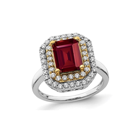 2.30 Carat (Ctw) Lab-Created Ruby Engagement Ring in 14K White Gold with Lab Grown Diamonds for Women