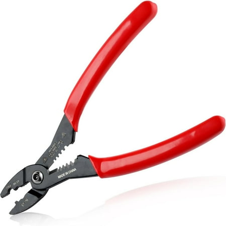 

Compact and Versatile 7” Electricians Pliers for 4-in-1 Multi Purpose Use - Wire Cutter Crimper Gripper Stripper | Professional 12-20 AWG Insulated & Non-Insulated Wire Crimping Tool -