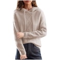 thumbnail image 2 of Lenpel Women's Hoodies Soft Warm Long Sleeve Solid Textured Casual Pullover Sweaters Fall Fashion Outfits, 2 of 6