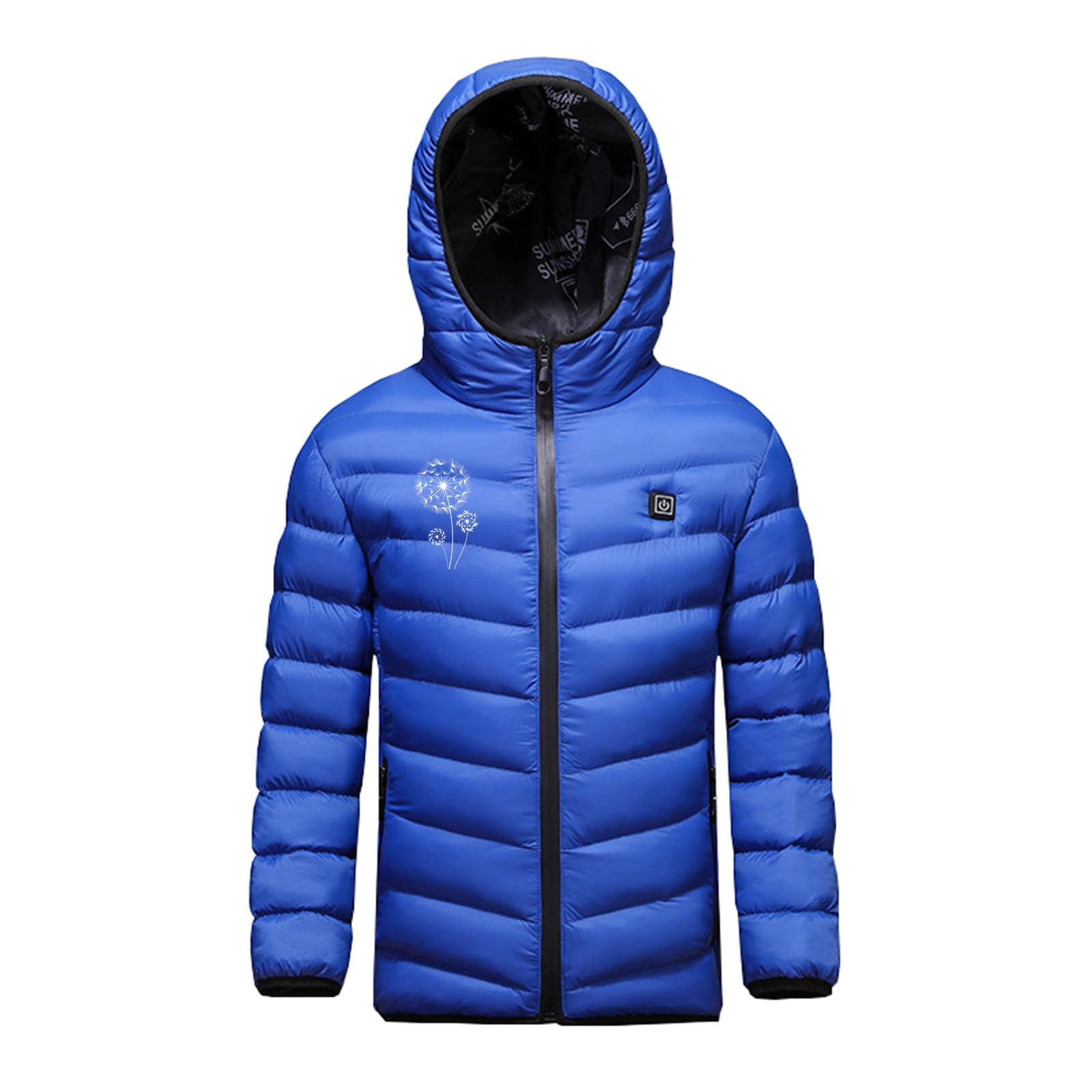 Dvkptbk 4Y 15Y Boys and Girls Heated Jacket Dandelions Print Three Zones USB Smart Thermostat Heated Jacket Winter Thickened Hooded Heating Cotton Jacket Walmart