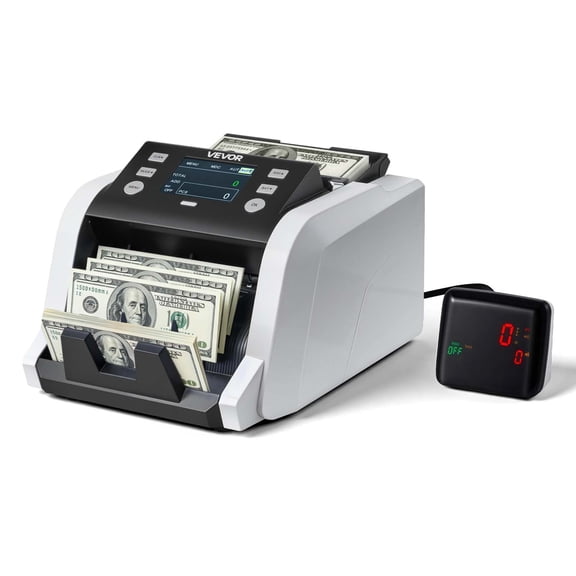 VEVOR Money Counter Machine, 1200 Notes/Minute, Cash Counter with Value Count, UV/MG/IR/DD/DBL/HLF/CHN Counterfeit Detection, TFT Display,Money Counting Machine Mixed Denomination for Dollar and Euro