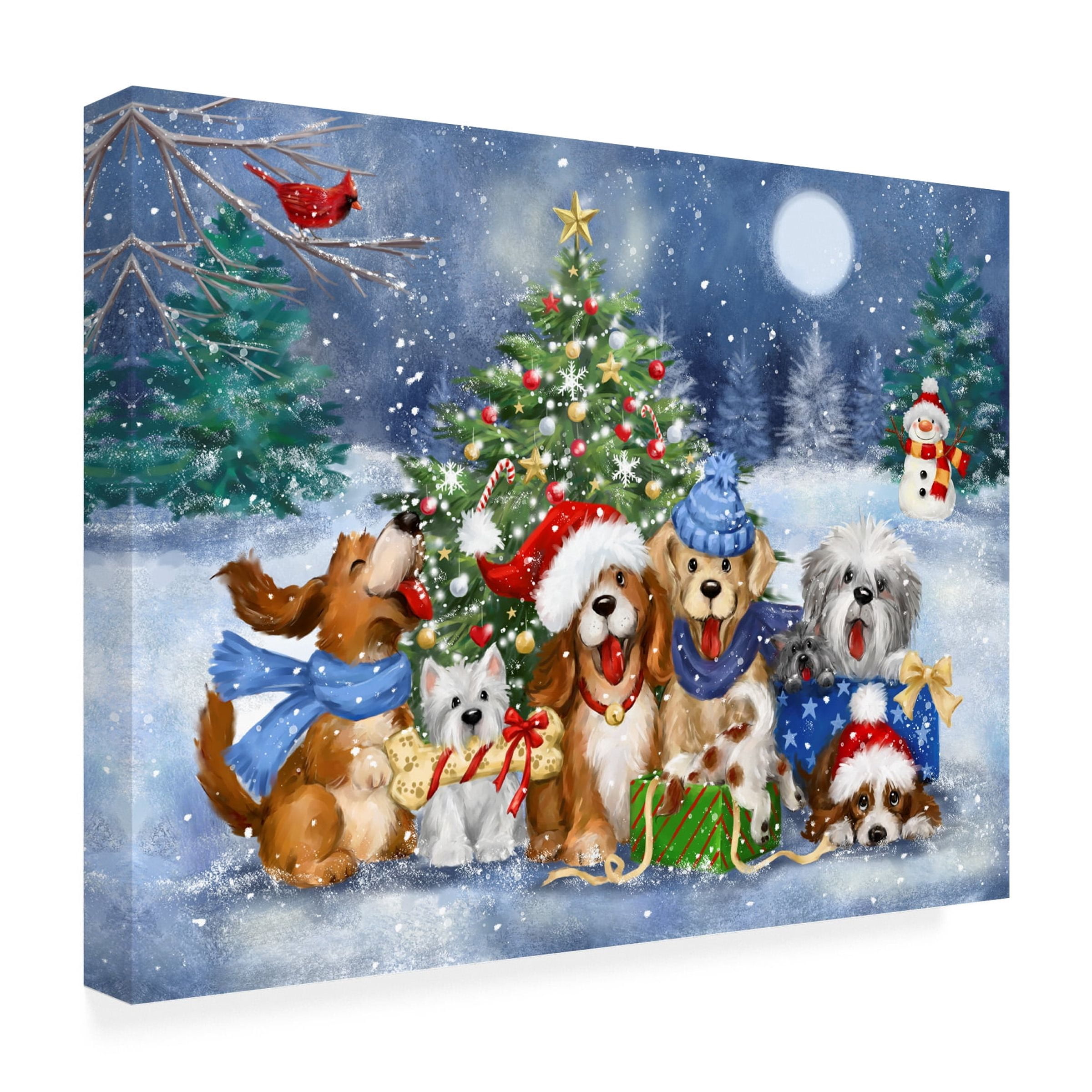MAKIKO 'Christmas Cheerful Dogs' Canvas Art