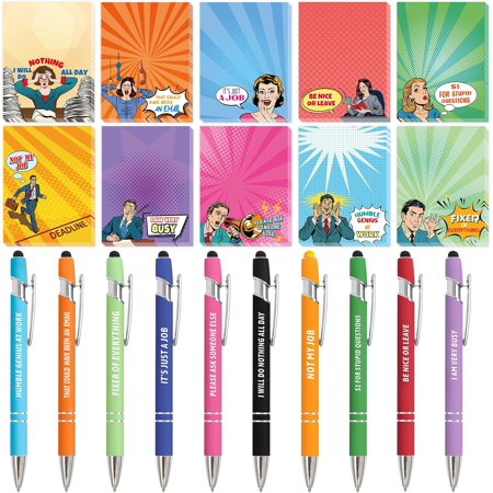 Funny Gifts Set for Coworkers Sarcastic Notepads with Pens Humorous Sticky Notes Work To Do List Christmas Gag Gifts for Office Nurse Teacher Employee Appreciation 20 Pack