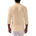 thumbnail image 5 of Cotton Linen Shirts for Men Long Sleeve Button Down Lapel Collar Tops Regular Fit Summer Daily Casual Shirts, #01 Khaki, S, 5 of 5