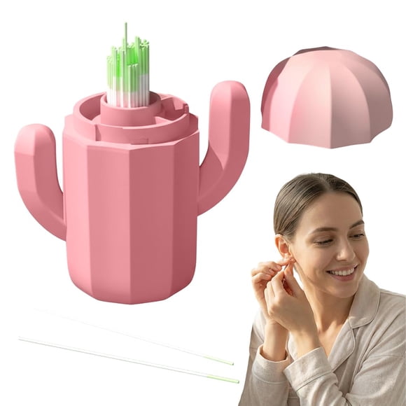 180PCS Ear Piercing Cleaner Floss with Cactus Storage Case, Disposable Ear Hole Cleaner String for Earring Care, Piercing Cleaning Floss Tool for Women and Men(xxw)