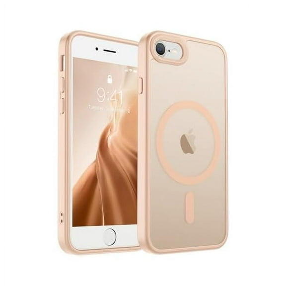 Magnetic for iPhone SE Case 2022 (3rd)/2020 (2nd), iPhone 8 Case (Compatible with MagSafe) (Military Grade Drop Protection) Slim Translucent Matte Phone Case, Sand Pink