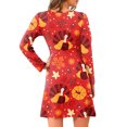 thumbnail image 3 of Innerwin Mini Robe à Carreaux pour Femmes Robes Courtes Vacances Col Rond Décontracté Dinde et Feuilles L, 3 of 4