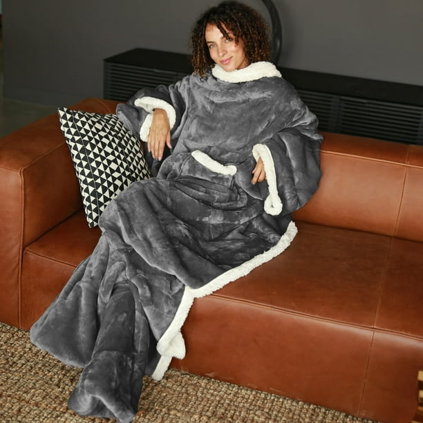 Free Shipping! Catalonia Sherpa Wearable Blanket with Sleeves