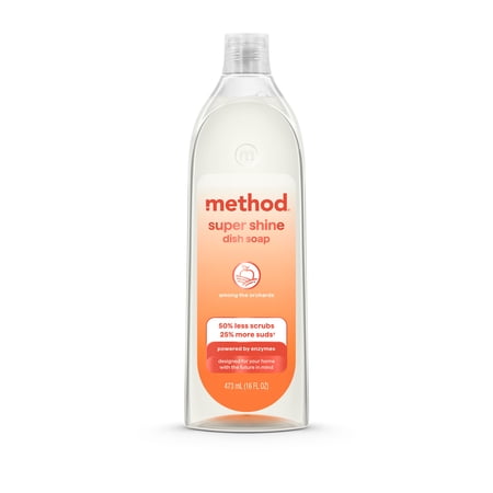 Method Super Shine Liquid Dish Soap, Powered by Enzymes, Among the Orchards Scented, 16 fl oz
