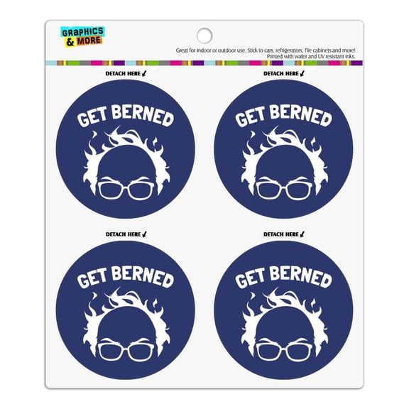 Get Berned Burned Bernie Sanders Burning Democrat Hair Refrigerator Fridge Locker Vinyl Circle Magnet Set
