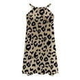 thumbnail image 6 of Wycnly Formal Dresses for Women Beach Vacation Sexy Leopard High Waist Strap Tank Short Sundress Crewneck Sleeveless Striped Print Summer Mini Dress Khaki XXL, 6 of 6
