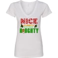 thumbnail image 3 of Inktastic Nice Until Proven Naughty with Holly and Gingerbread Man Women's V-Neck T-Shirt, 3 of 5