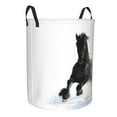 thumbnail image 2 of PAYOHTO Foldable Laundry Room Hamper Bucket Waterproof Bathroom Basket for College Student Living Room Storage Pillows Blankets Black Horse Runs in the Snow, 2 of 8